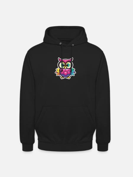 Cute Owl Kawaii Mascot - Unisex Hoodie - black