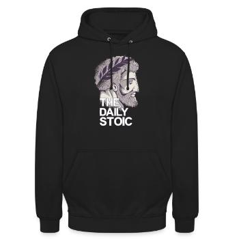 Marcus Aurelius | The daily Stoic - Unisex Hoodie - Schwarz - Vorne - Alina (178cm) & Michal (187cm)