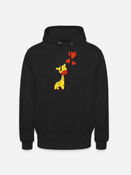 Giraffe verliebt - Unisex Hoodie - Schwarz