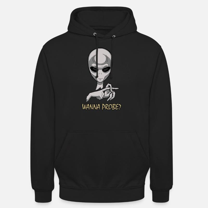 Wanna Probe Freches Alien - Unisex Hoodie - Schwarz