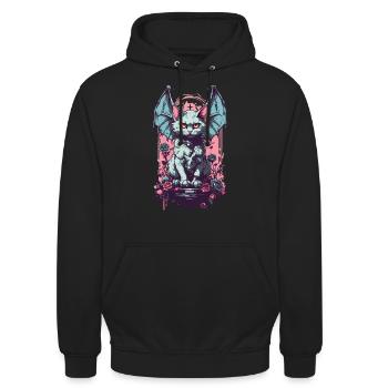 Goth Pastel chat démon Roses amoureux des chats - Sweat-shirt à capuche unisexe - noir - Devant - Alina (178cm) & Michal (187cm)