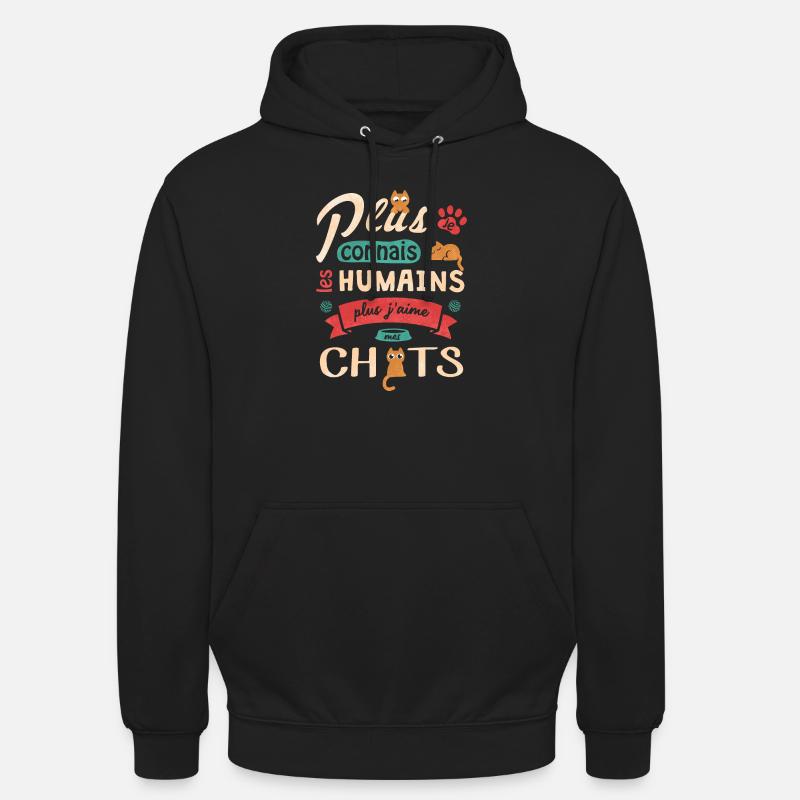 J aime mes chats - Sweat-shirt à capuche unisexe - noir