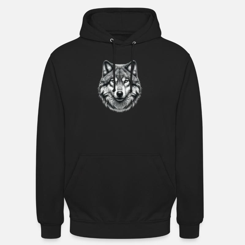 Loup - Sweat-shirt à capuche unisexe - noir