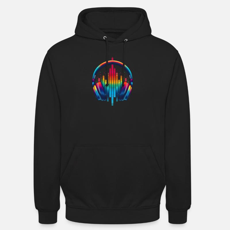 Lebendiger Klang Kopfhörer Regenbogen - Unisex Hoodie - Schwarz