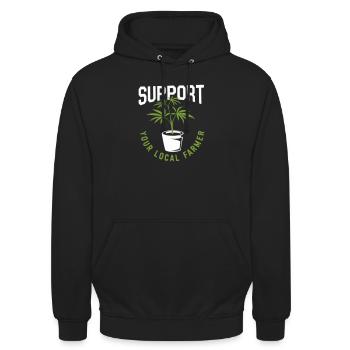 Soutenez votre producteur local de cannabis - Sweat-shirt à capuche unisexe - noir - Devant - Alina (178cm) & Michal (187cm)