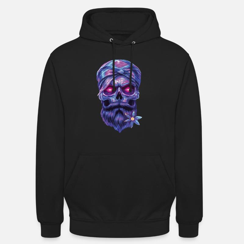 Crâne mystique avec talisman et edelweiss - Sweat-shirt à capuche unisexe - noir