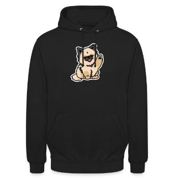 Style autocollants pour chiens mignons – Toshi le chien duveteux - Sweat-shirt à capuche unisexe - noir - Devant - Alina (178cm) & Michal (187cm)