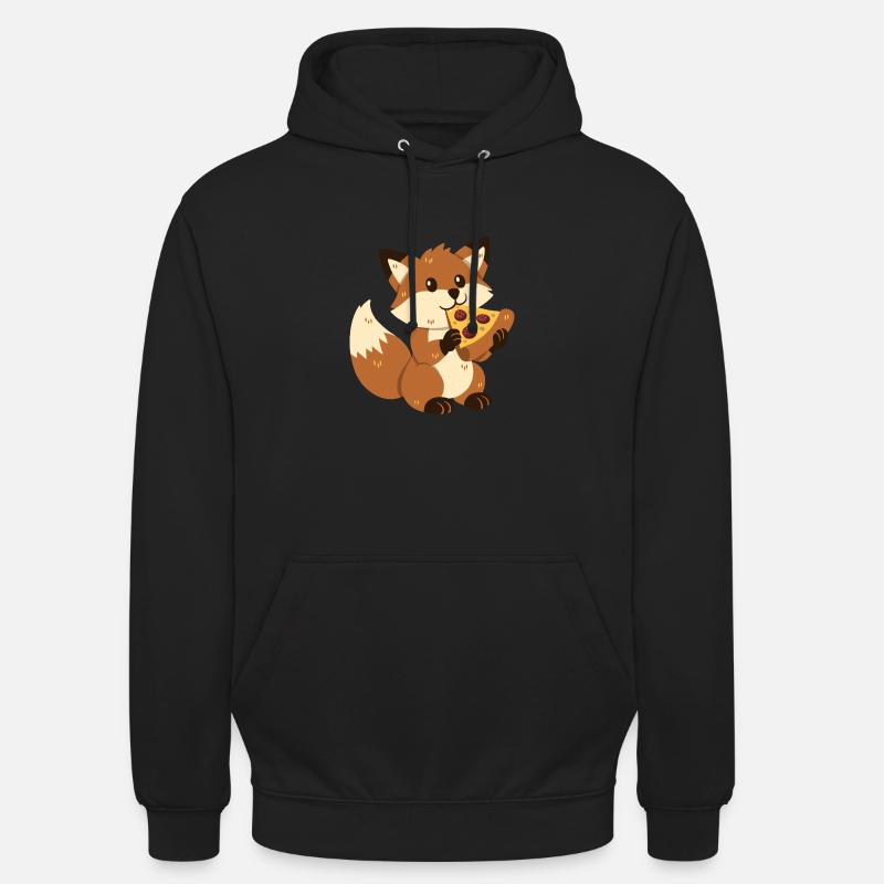 Fuchs mit Pizza - Unisex Hoodie - Schwarz