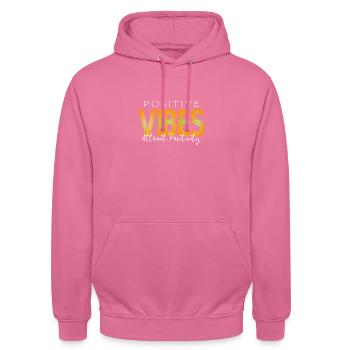 Positive Vibes, Attract Positivity - Unisex Hoodie - pink - Front - Alina (178cm) & Michal (187cm)