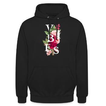 Vibes Blumen - Unisex Hoodie - Schwarz - Vorne - Alina (178cm) & Michal (187cm)