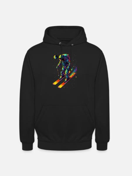 Spaceman on skis - Unisex Hoodie - black