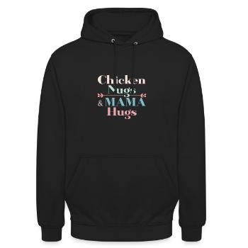 Chicken Nugs & Mama Hugs - Unisex Hoodie - Schwarz - Vorne - Alina (178cm) & Michal (187cm)