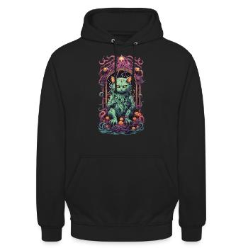 Occult Demons Cat Gothic Underworld Design - Unisex Hoodie - black - Front - Alina (178cm) & Michal (187cm)