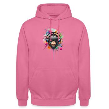VR Affe bunt - Unisex Hoodie - Pink - Vorne - Alina (178cm) & Michal (187cm)