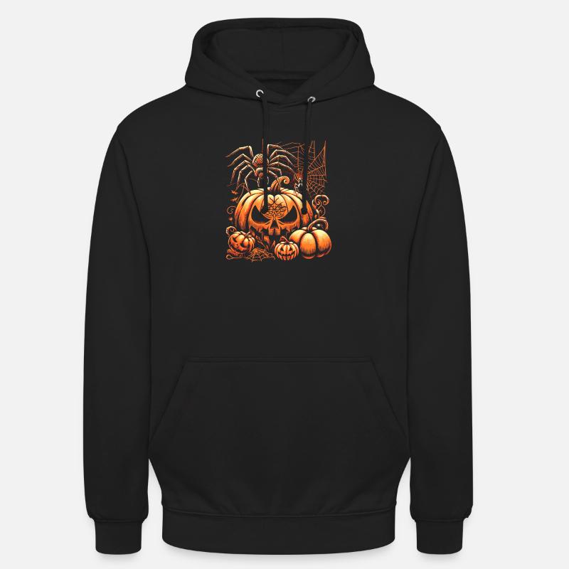 Araignée d’Halloween avec des citrouilles - Sweat-shirt à capuche unisexe - noir