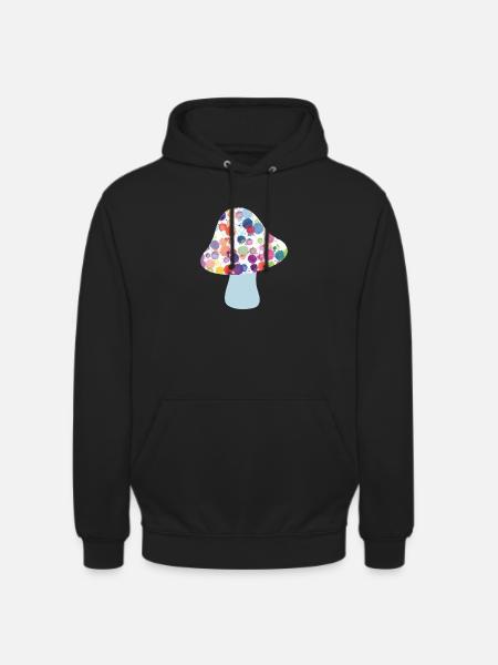 Mushroom Lucky Charm Fall Dots Colorful Kids Dots - Unisex Hoodie - black