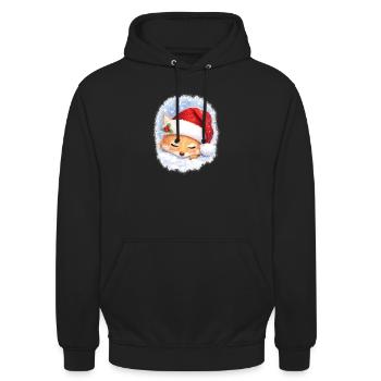 Schlafender Fuchs mit Weihnachtsmütze - Unisex Hoodie - Schwarz - Vorne - Alina (178cm) & Michal (187cm)