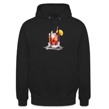 Water Glass Watercolor Citrus - Unisex Hoodie - black - Front - Alina (178cm) & Michal (187cm)