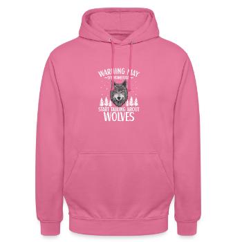 Wolf Outfit für Wölfe Liebhaber Damen - Unisex Hoodie - Pink - Vorne - Alina (178cm) & Michal (187cm)