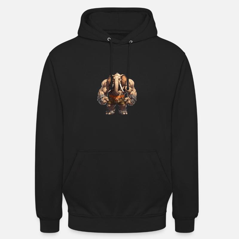 Bodybuilder Elefant - Unisex Hoodie - Schwarz