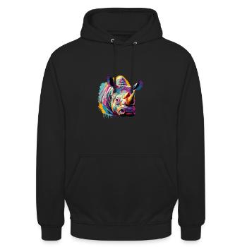 Rhinocéros - Sweat-shirt à capuche unisexe - noir - Devant - Alina (178cm) & Michal (187cm)