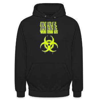 Alle verstrahlt Biohazard Symbol Rave Techno Fun - Unisex Hoodie - Schwarz - Vorne - Alina (178cm) & Michal (187cm)
