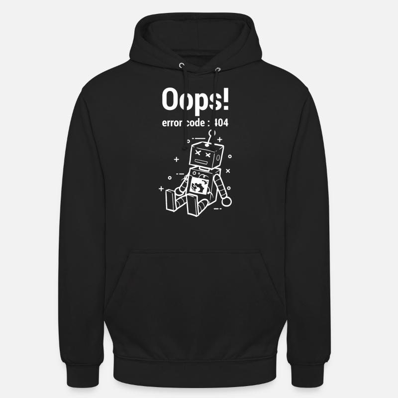 Oops Error 404 Graphic - Unisex Hoodie - black