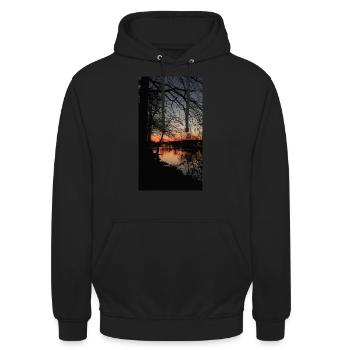 Sunset over the lake - Unisex Hoodie - black - Front - Alina (178cm) & Michal (187cm)