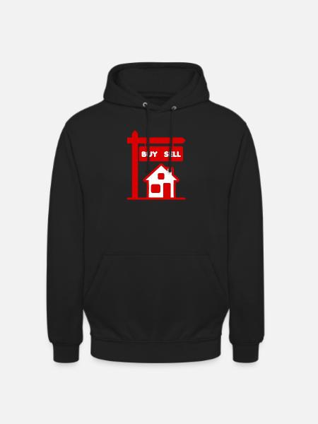 Rød logo eiendomsmegler kjøp og salg - Unisex-hettegenser - svart