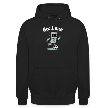 Goal.Exe Roboter Fußball - Unisex Hoodie - Schwarz - Vorne - Alina (178cm) & Michal (187cm)