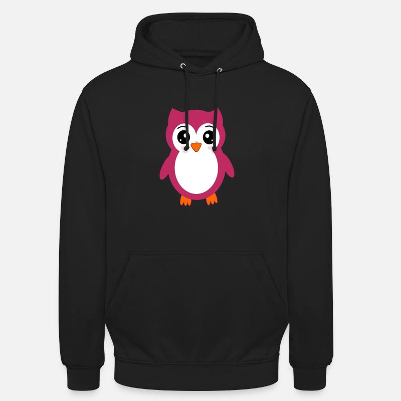 Eule, Rosa Eule - Unisex Hoodie - Schwarz