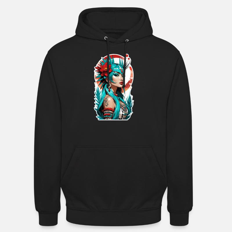 princesse indienne - aztek - Sweat-shirt à capuche unisexe - noir
