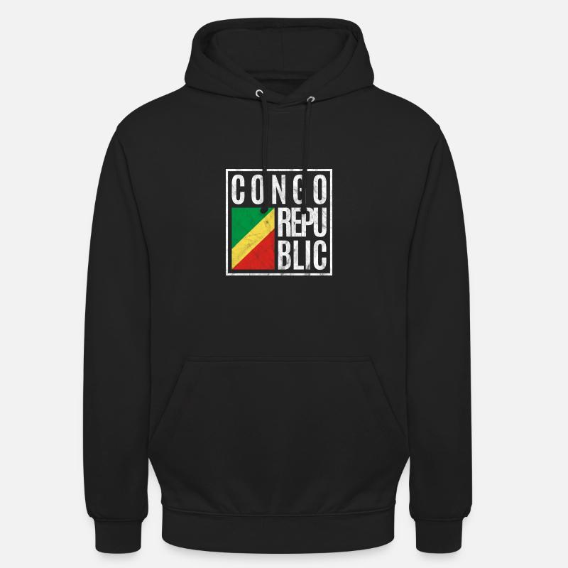 République du Congo - Sweat-shirt à capuche unisexe - noir