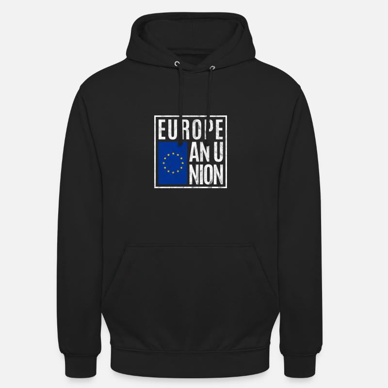 Union européenne - Sweat-shirt à capuche unisexe - noir
