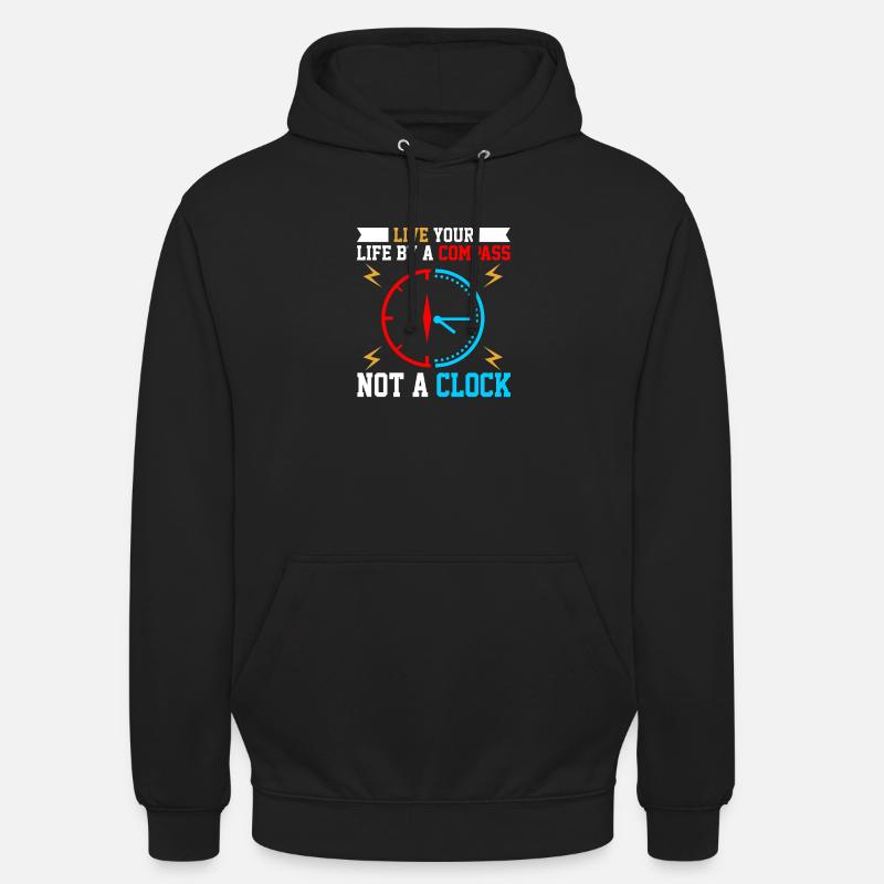 Wisdom Clock with Compass Motif - Unisex Hoodie - black