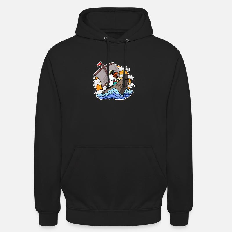 Möwe im Boot - Unisex Hoodie - Schwarz