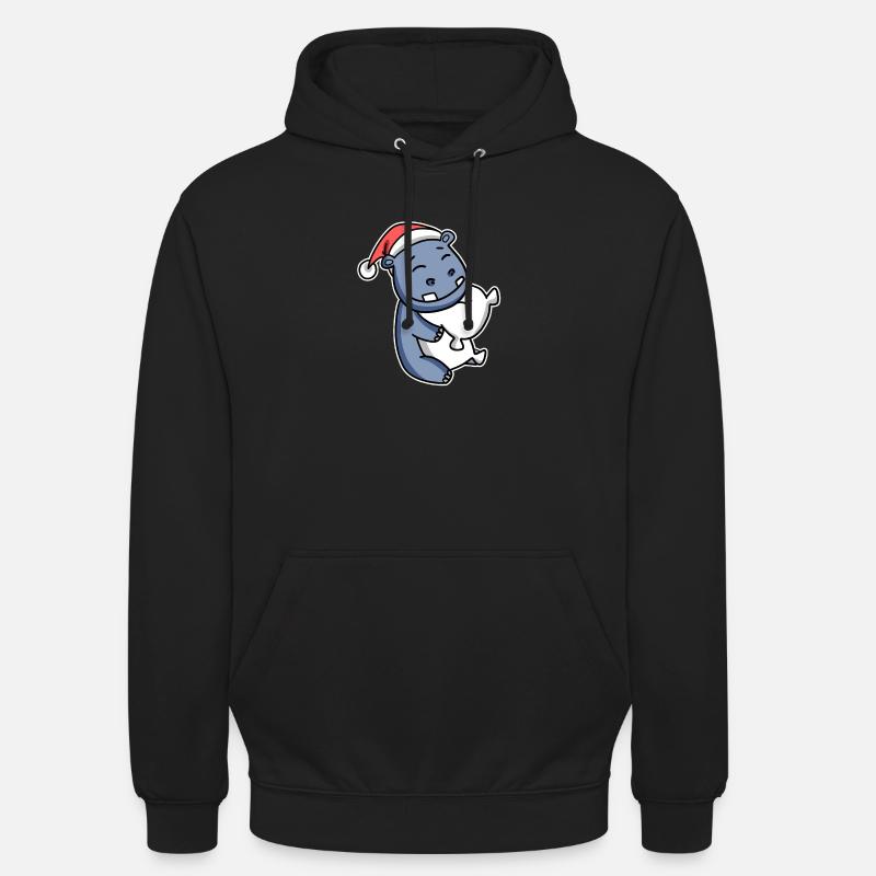 Hippopotame Noël - Sweat-shirt à capuche unisexe - noir