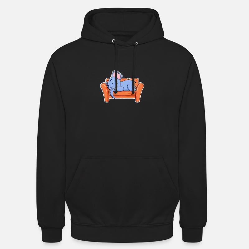 Elephant lying cute sleeping sleep - Unisex Hoodie - black