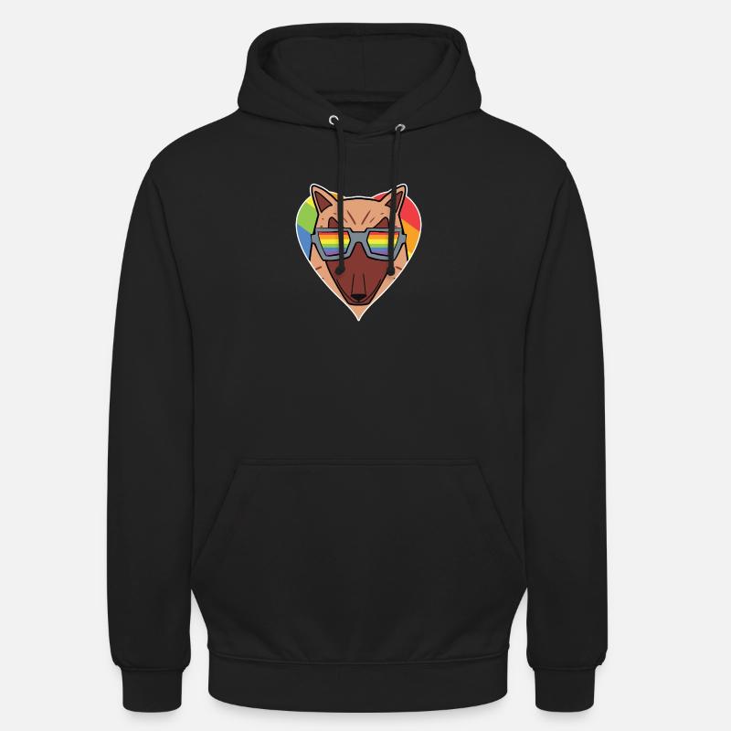 Rainbow - chien avec des lunettes - Sweat-shirt à capuche unisexe - noir