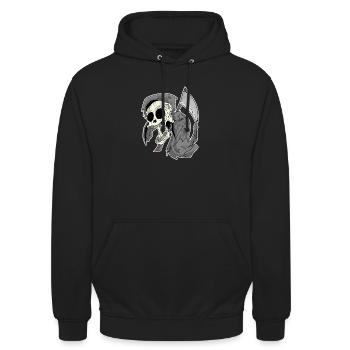 Grim Reaper laughs funny laugh - Unisex Hoodie - black - Front - Alina (178cm) & Michal (187cm)