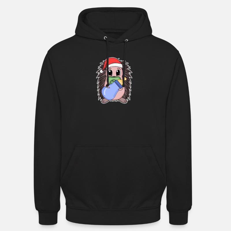 Hérisson bébé Noël - Sweat-shirt à capuche unisexe - noir