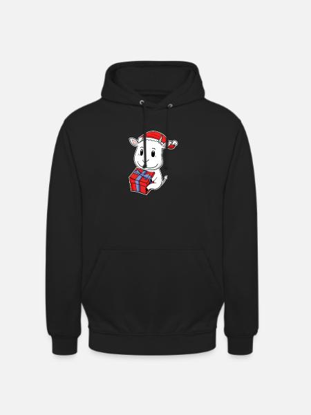 Goat with Santa Hat - Christmas - Unisex Hoodie - black
