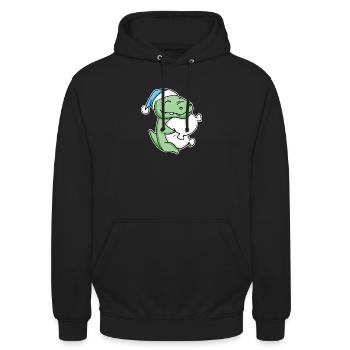Crocodile avec oreiller et bonnet somnolent - Sweat-shirt à capuche unisexe - noir - Devant - Alina (178cm) & Michal (187cm)
