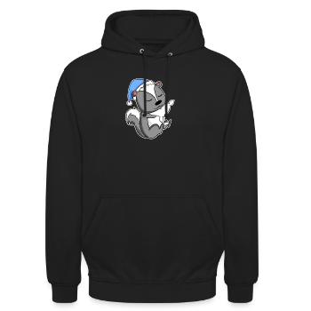 Skunk avec oreiller et bonnet somnolent - Sweat-shirt à capuche unisexe - noir - Devant - Alina (178cm) & Michal (187cm)