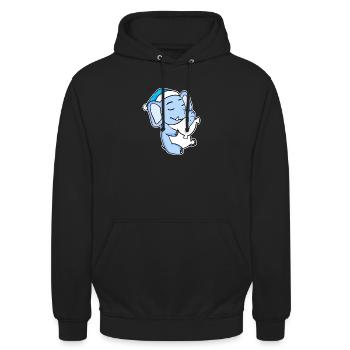 Éléphant avec oreiller et bonnet somnolent - Sweat-shirt à capuche unisexe - noir - Devant - Alina (178cm) & Michal (187cm)