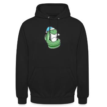 Serpent avec oreiller et bonnet somnolent - Sweat-shirt à capuche unisexe - noir - Devant - Alina (178cm) & Michal (187cm)
