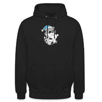 Raton laveur avec oreiller et bonnet somnolent - Sweat-shirt à capuche unisexe - noir - Devant - Alina (178cm) & Michal (187cm)