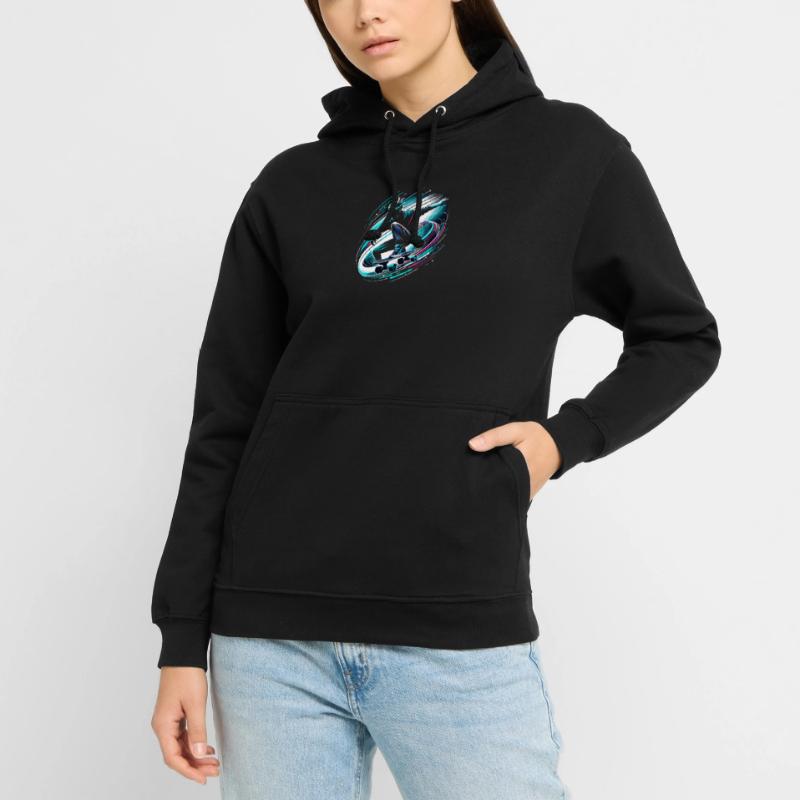 Longboarder auf Skateboard oder Longboard Unisex Hoodie