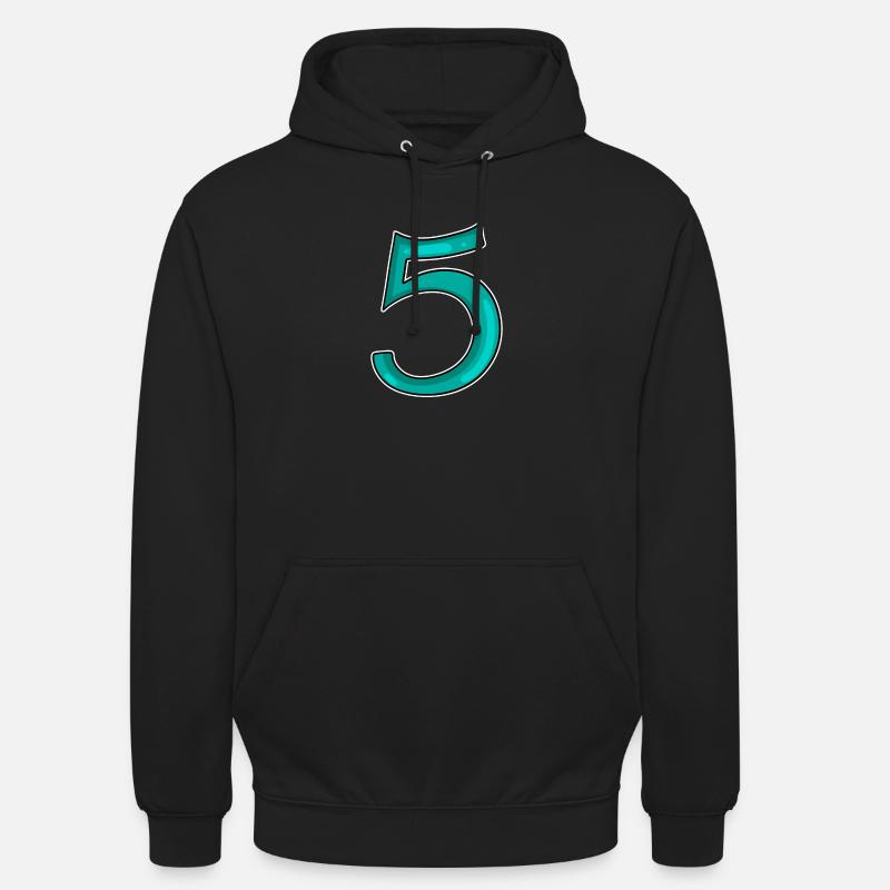 5 - Cinq - Sweat-shirt à capuche unisexe - noir