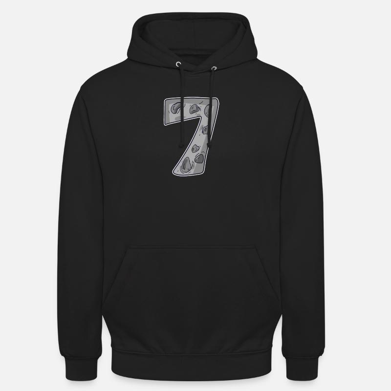 7 Numer Siedem Znak symbolu cyfry - Bluza z kapturem typu unisex - czarny